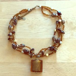 Brown boho choker necklace